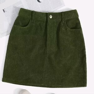 SHEIN Dark Green Corduroy Mini Skirt